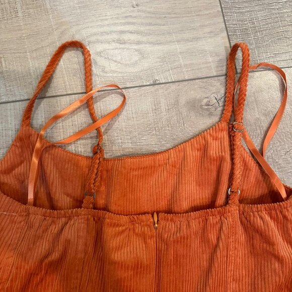 WILD FABLE JUNIOR WOMENS XS ORANGE CORDUROY JUMPER DRESS NEW - Picture 9 of 9